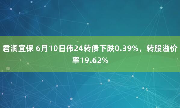 君润宜保 6月10日伟24转债下跌0.39%，转股溢价率19.62%